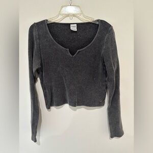 PINK Victoria's Secret Charcoal Ribbed Long-Sleeve Top